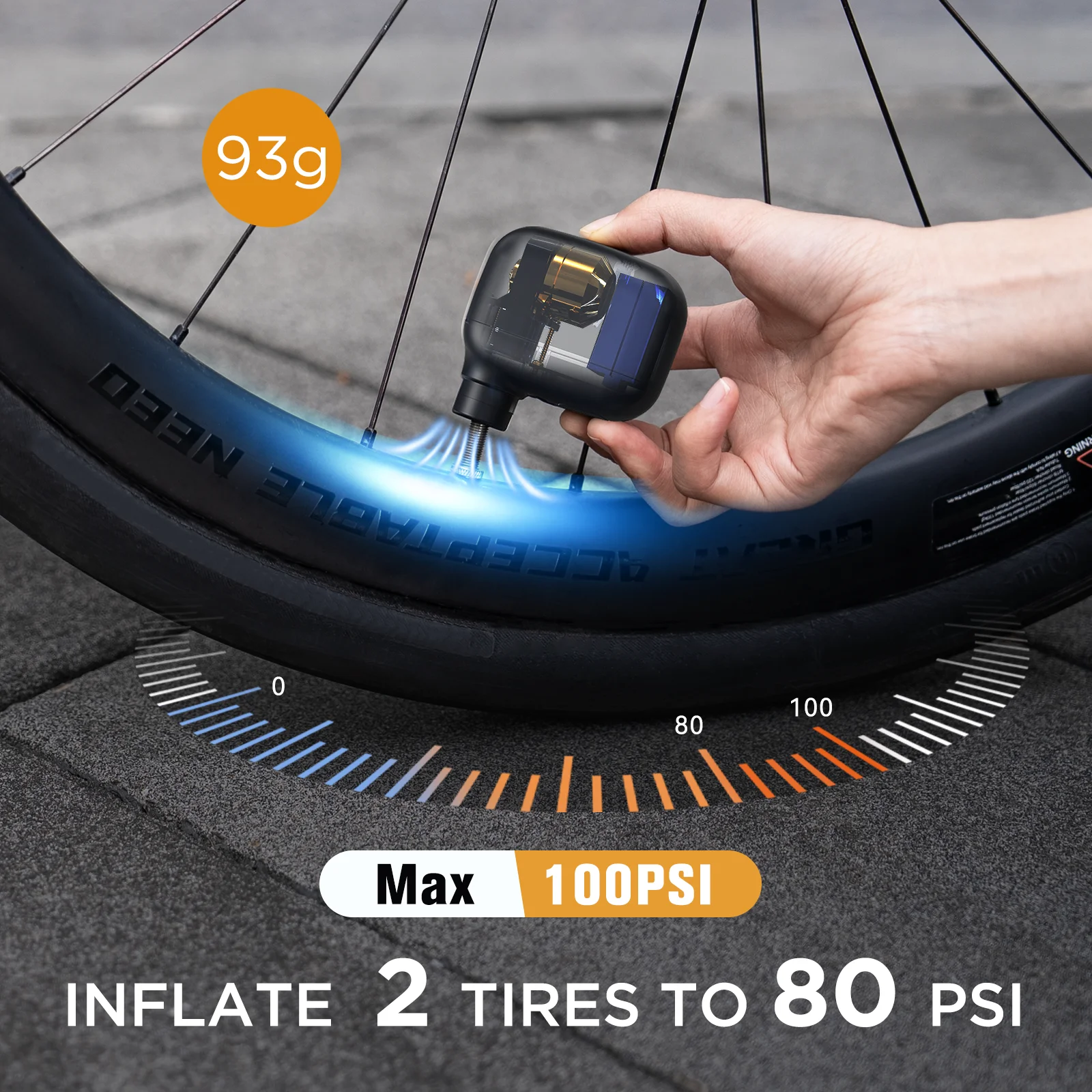 =Cordless Bike Pump - Fast Charging Mini Electric Pump