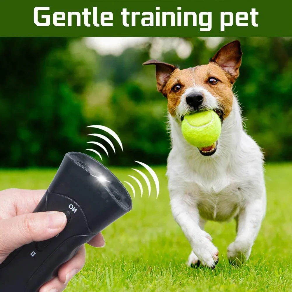 =Premium Ultrasonic Dog Bark Stopper with LED Light - Quiet Training Tool