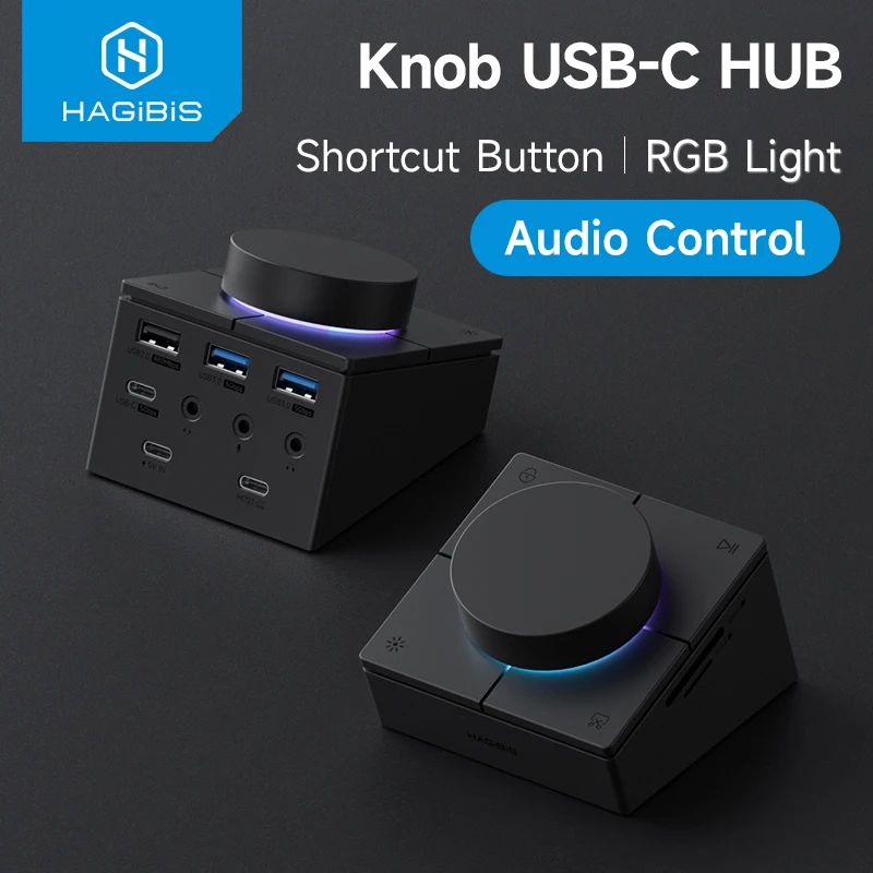 =Hagibis Knob USB C Hub | 2.5G RJ45 Docking Station with Volume Control