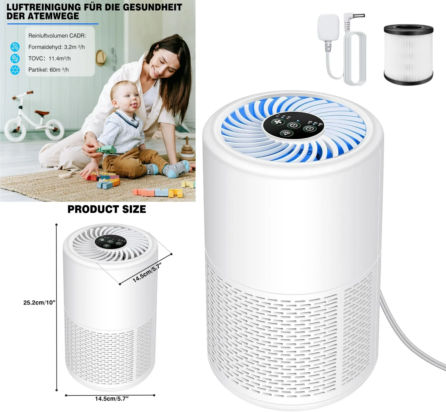 =Premium H13 True HEPA Air Purifier for Pet Hair & Smoke Odor