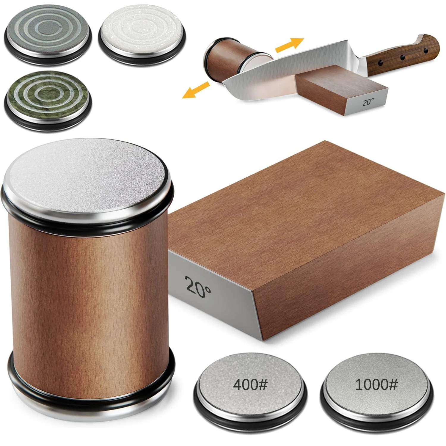 =Premium Rolling Knife Sharpener - Diamond Stone Kit with Magnetic Holder