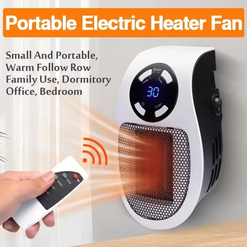 =Ceramic Mini Radiator Heater | Portable Plug-in Wall Heater with Remote